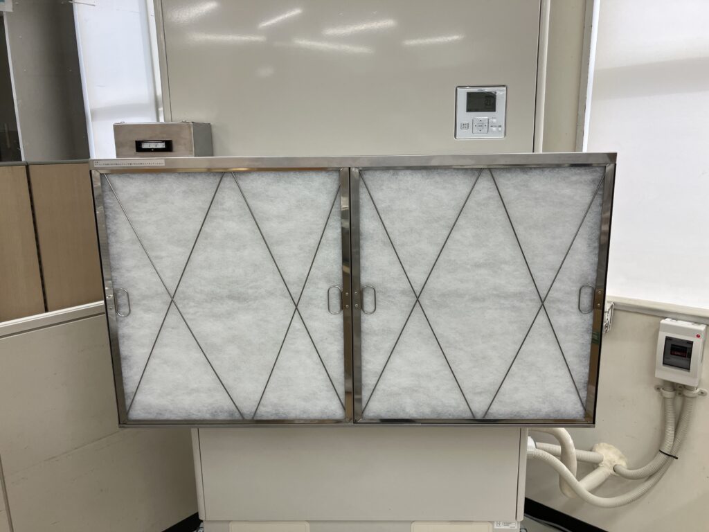 福岡県朝倉市の和菓子メーカー（廣八堂様）パウダーガードフィルター取付事例