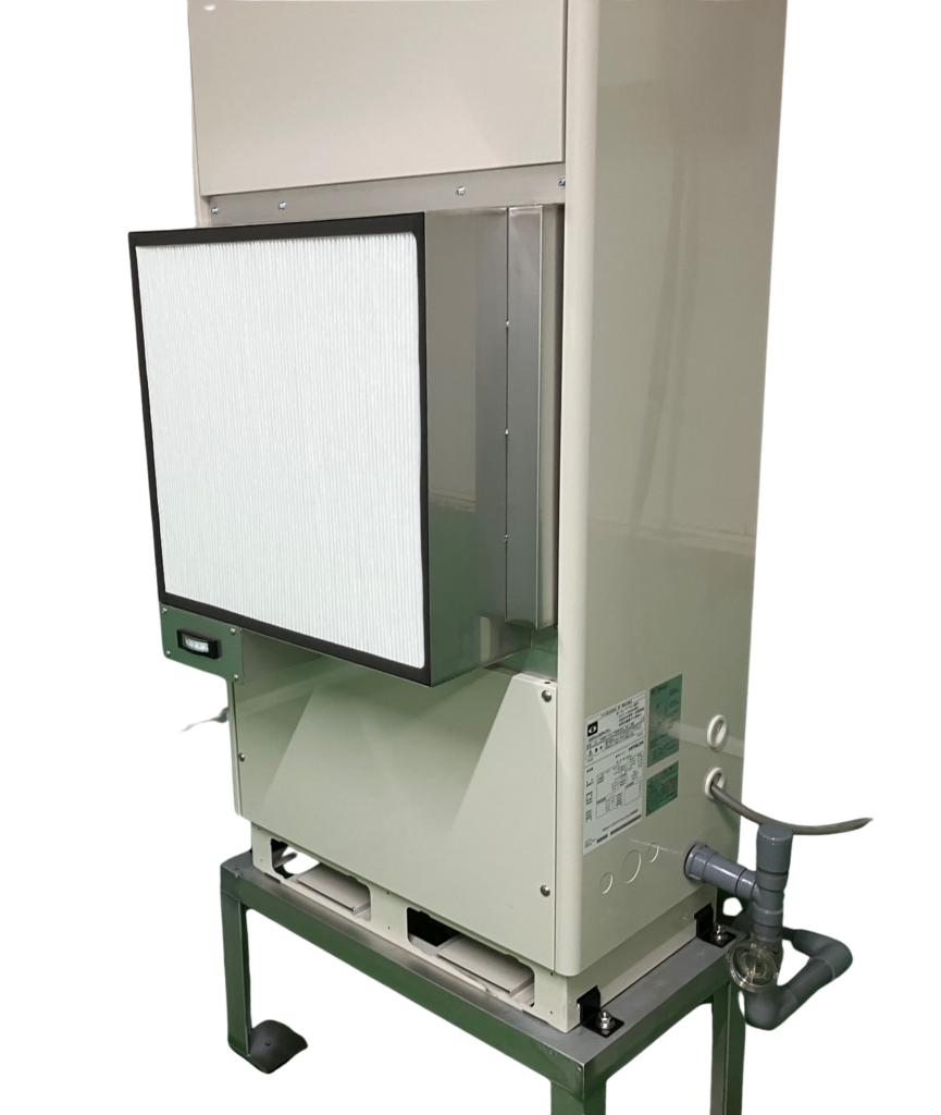 日立製 産業用除湿機（再熱式）RK-NP2L2 にパウダーガードフィルターのケーシングを設置いたしました！